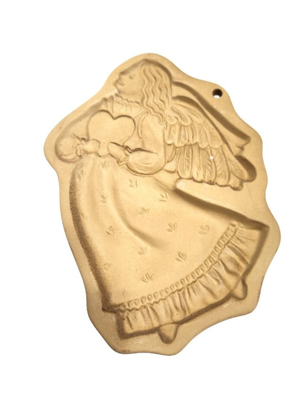 Brown Bag Cookie Art 1987 Angel Heart Mold Stoneware Vintage Kitchen Décor READ